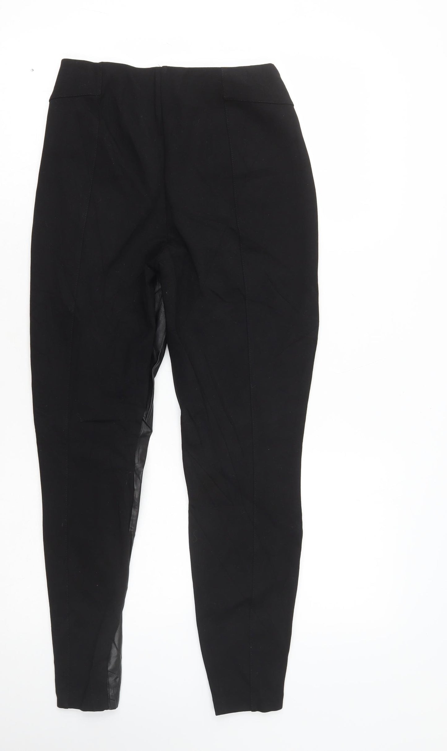 River Island Womens Black Polyester Capri Leggings Size 8 L26 in - Leather Look