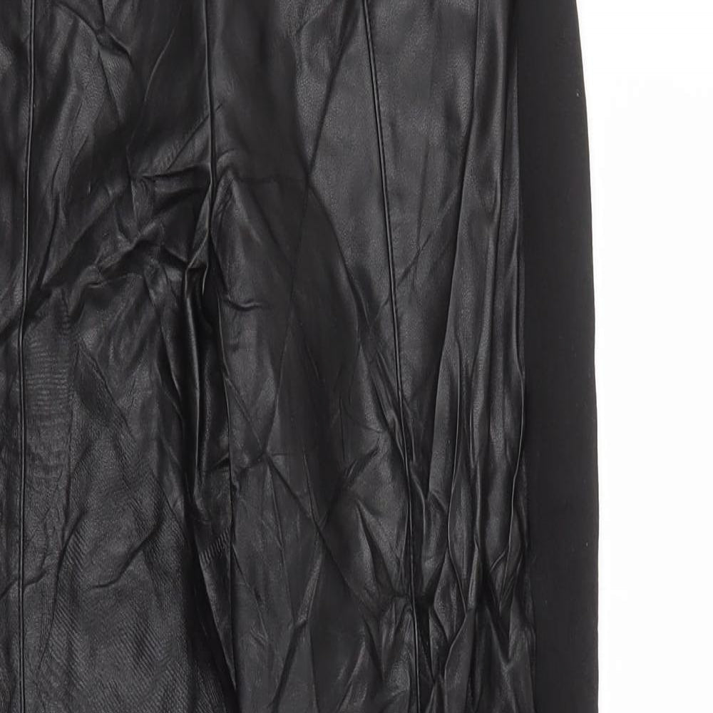 River Island Womens Black Polyester Capri Leggings Size 8 L26 in - Leather Look
