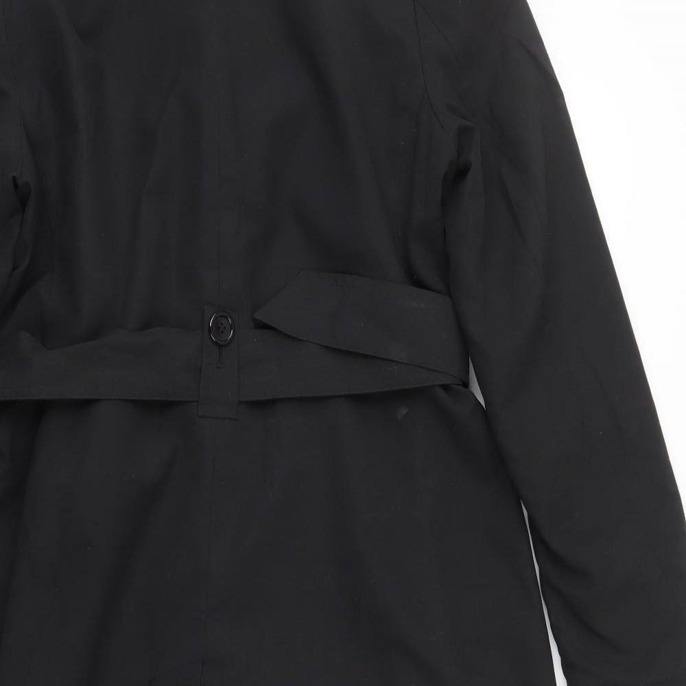 Marks and Spencer Womens Black Trench Coat Coat Size 14 Button