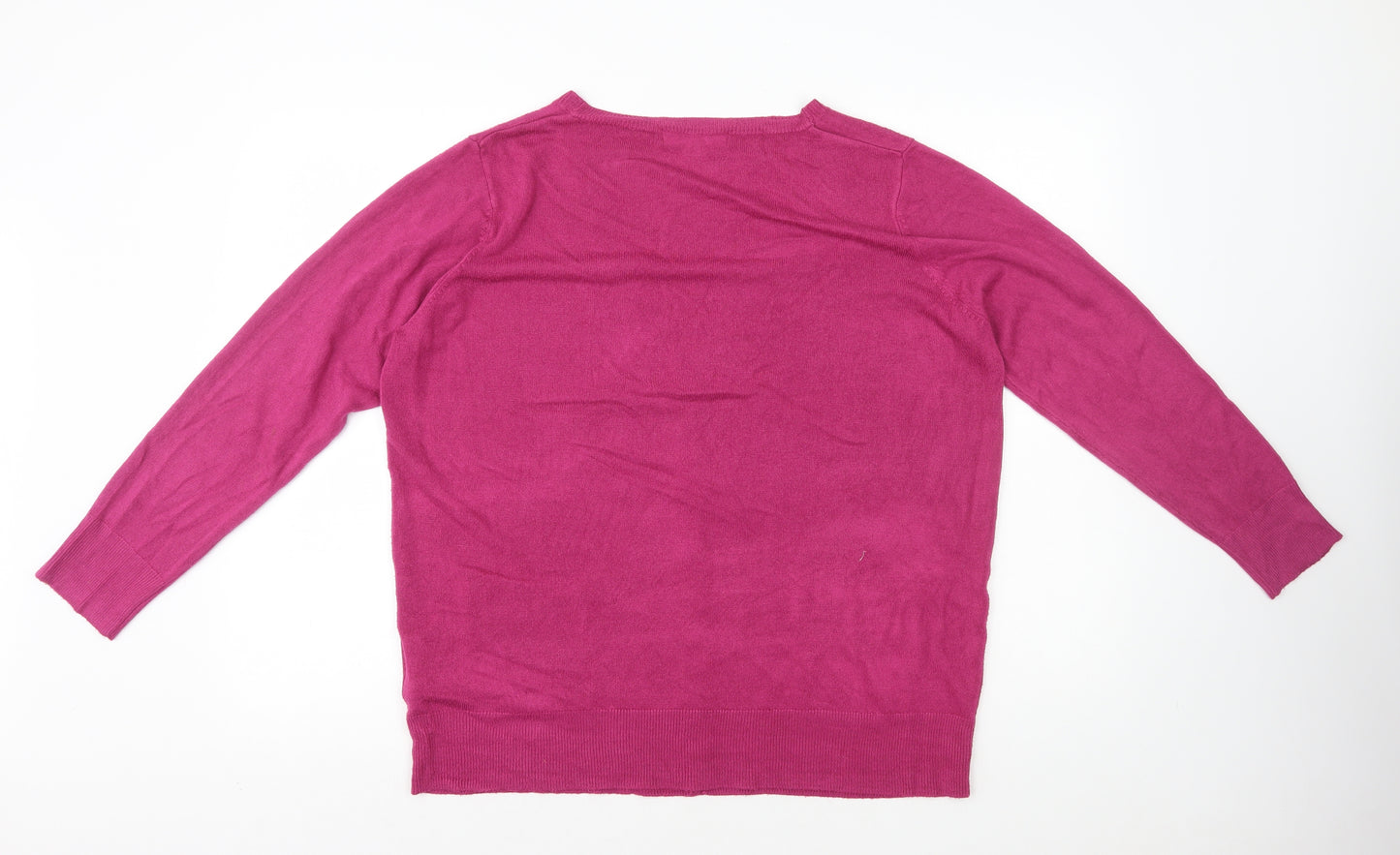 Julipa Womens Pink V-Neck Polyester Cardigan Jumper Size 16