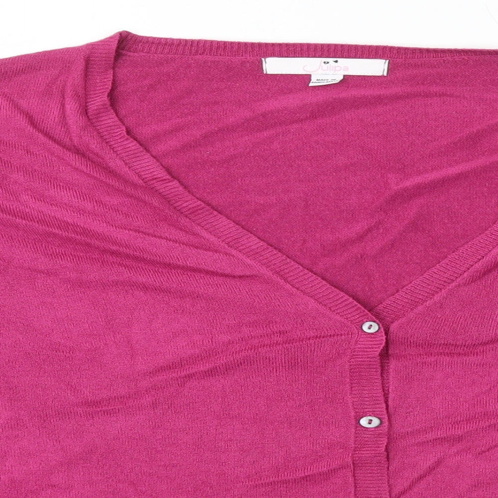 Julipa Womens Pink V-Neck Polyester Cardigan Jumper Size 16