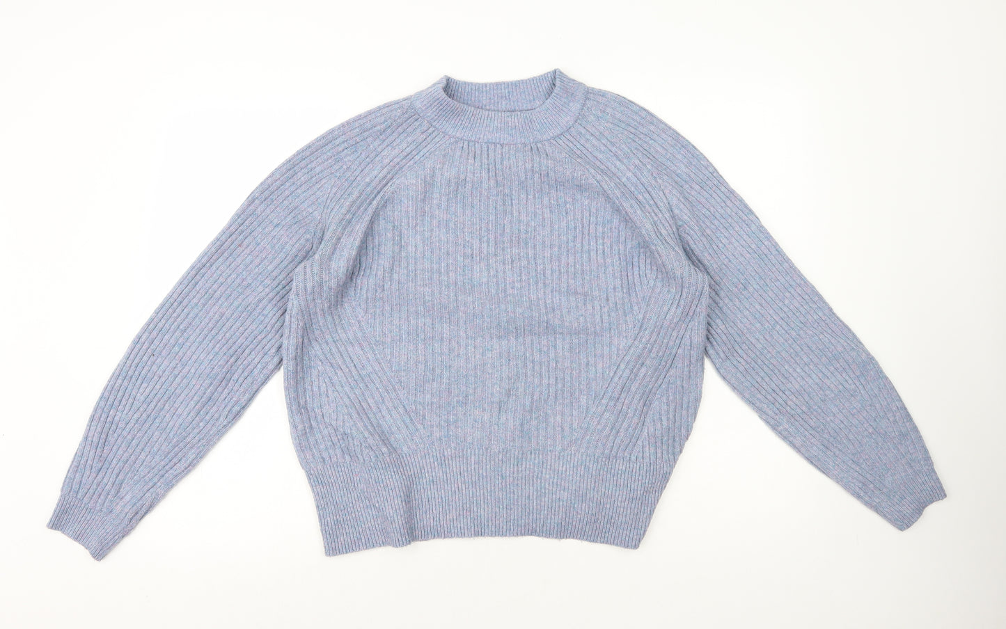 Marks and Spencer Womens Blue Round Neck Acrylic Henley Jumper Size M