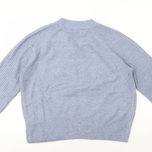 Marks and Spencer Womens Blue Round Neck Acrylic Henley Jumper Size M