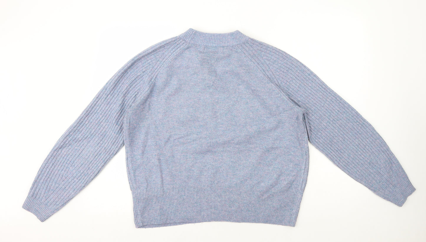 Marks and Spencer Womens Blue Round Neck Acrylic Henley Jumper Size M