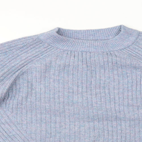 Marks and Spencer Womens Blue Round Neck Acrylic Henley Jumper Size M
