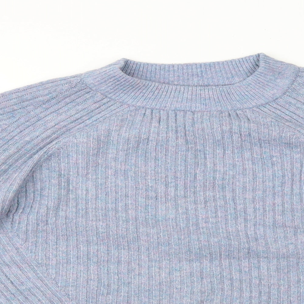 Marks and Spencer Womens Blue Round Neck Acrylic Henley Jumper Size M