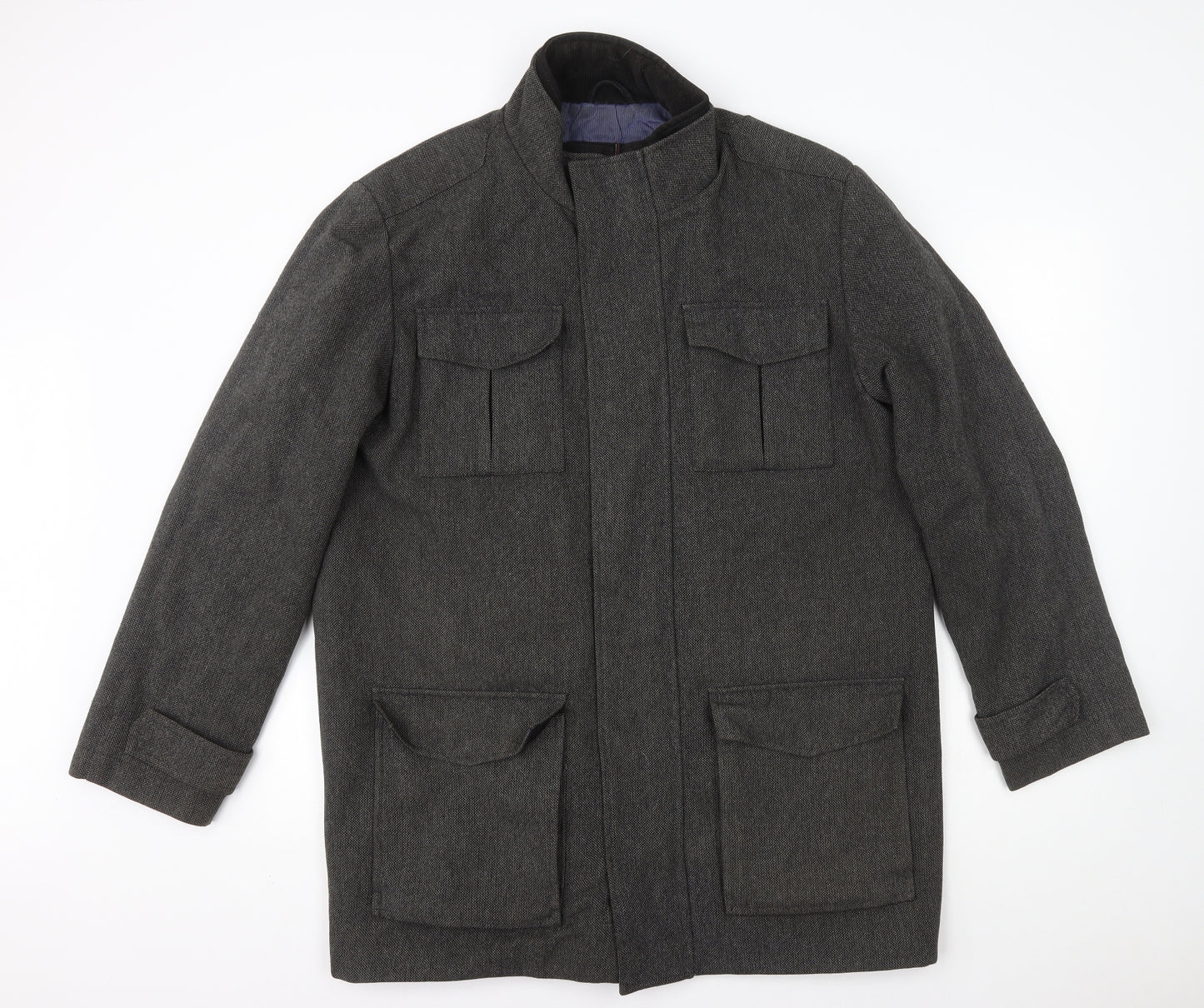 Thomas Nash Mens Grey Overcoat Coat Size XL Zip