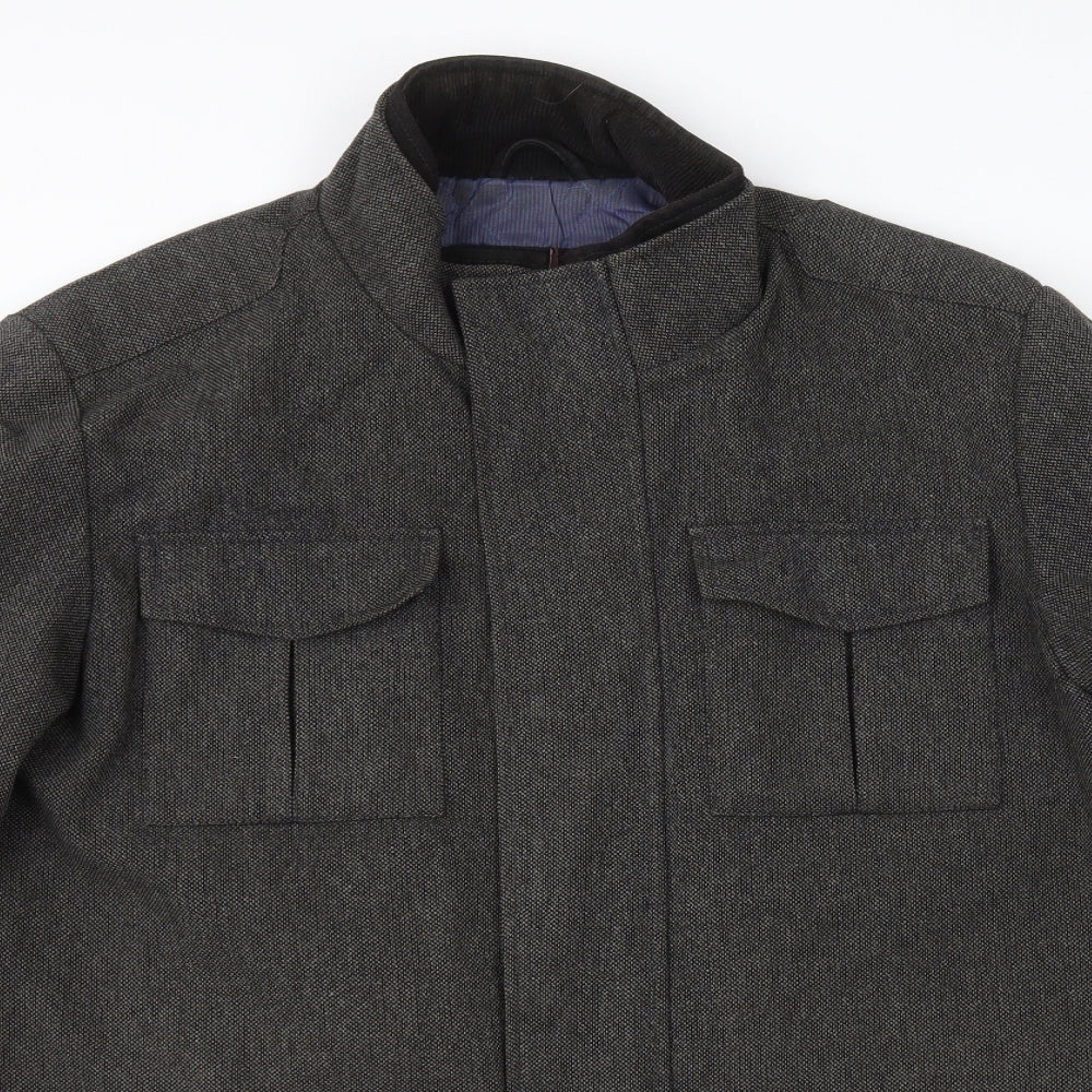 Thomas Nash Mens Grey Overcoat Coat Size XL Zip