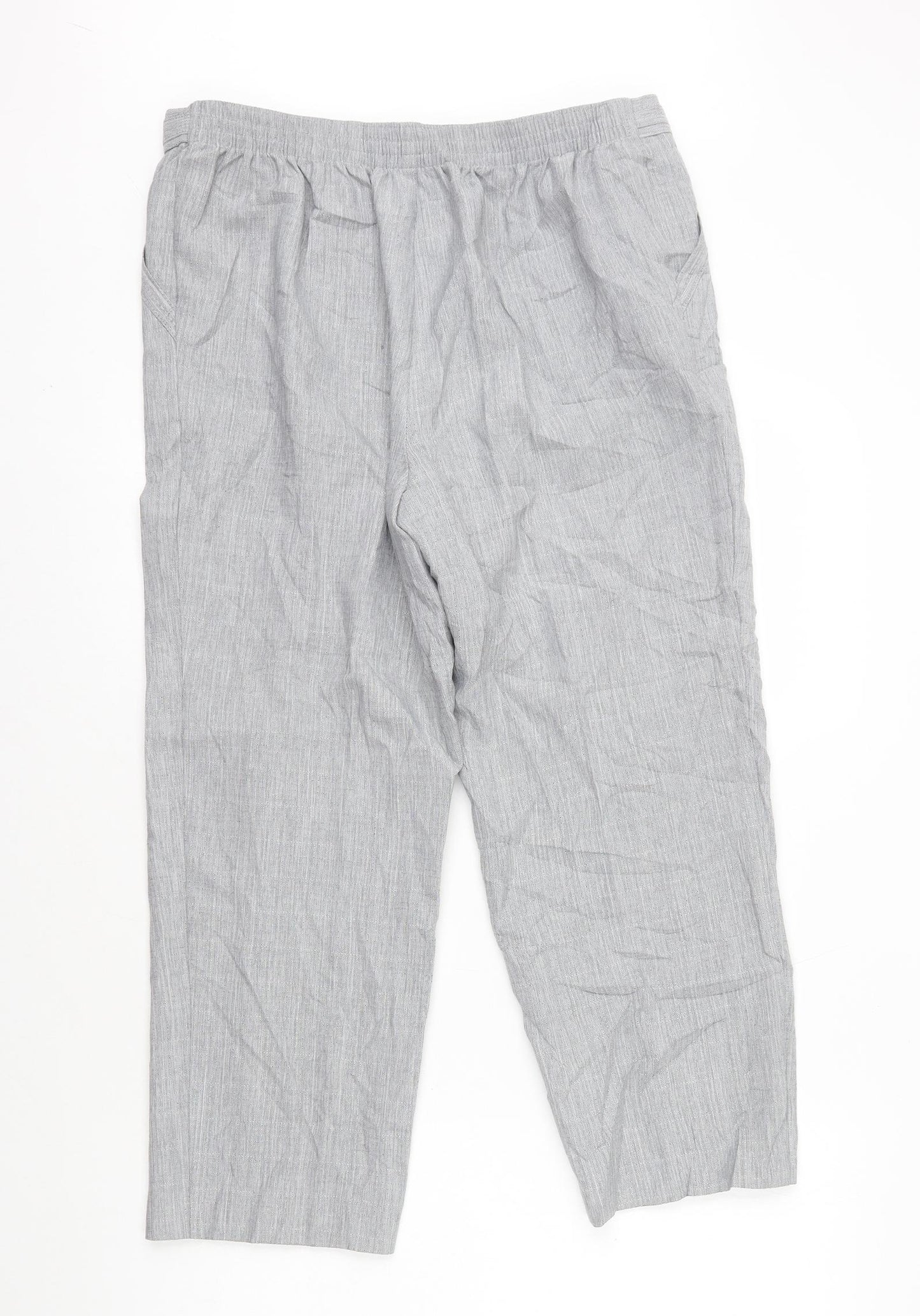 Marks and Spencer Womens Grey Polyester Capri Trousers Size 14 L25 in Regular