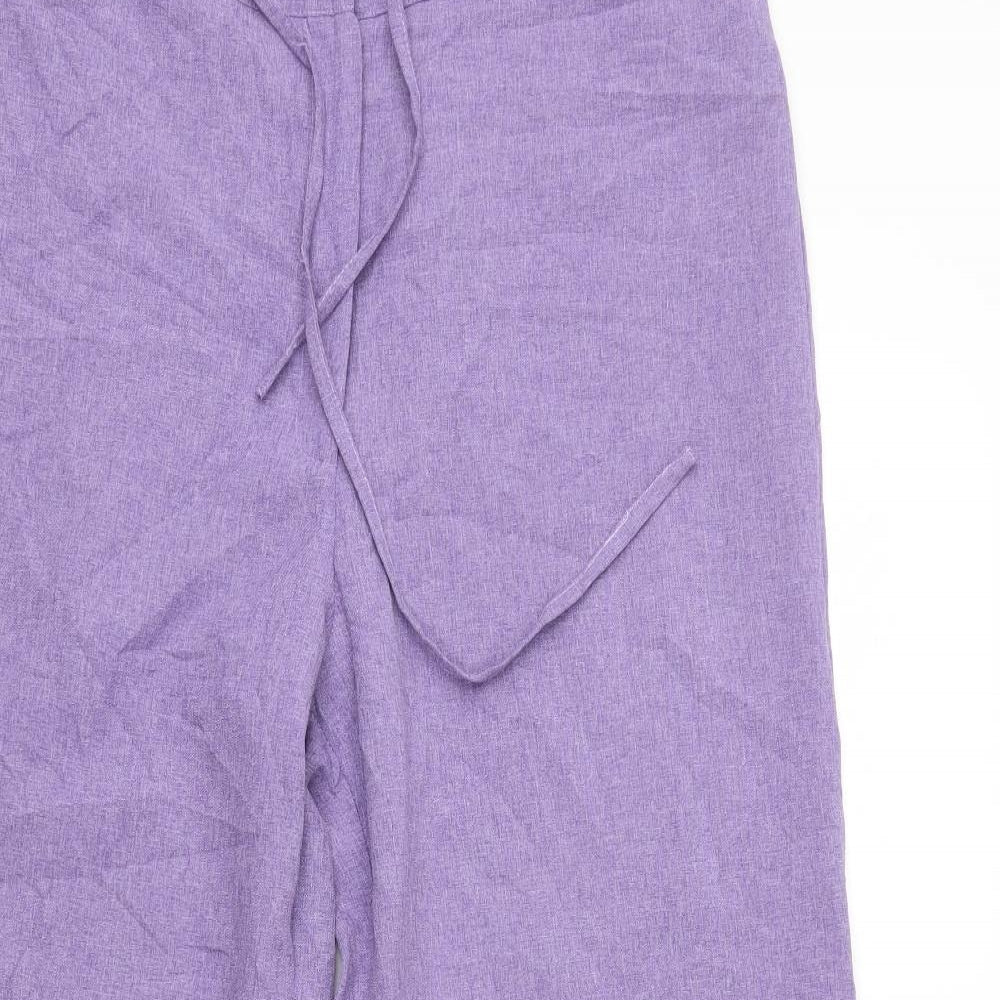 Essentials Womens Purple Polyester Trousers Size 14 L27 in Regular Zip