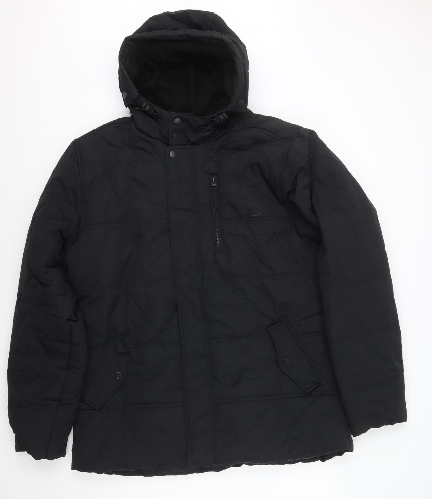 Authentic Casual Mens Black Parka Coat Size XL Zip