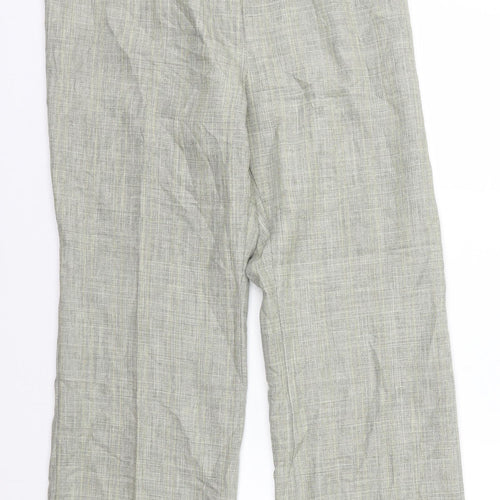 Marks and Spencer Womens Beige Plaid Polyester Trousers Size 16 L27 in Regular Zip
