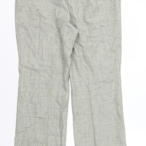 Marks and Spencer Womens Beige Plaid Polyester Trousers Size 16 L27 in Regular Zip