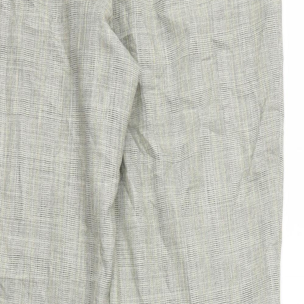Marks and Spencer Womens Beige Plaid Polyester Trousers Size 16 L27 in Regular Zip