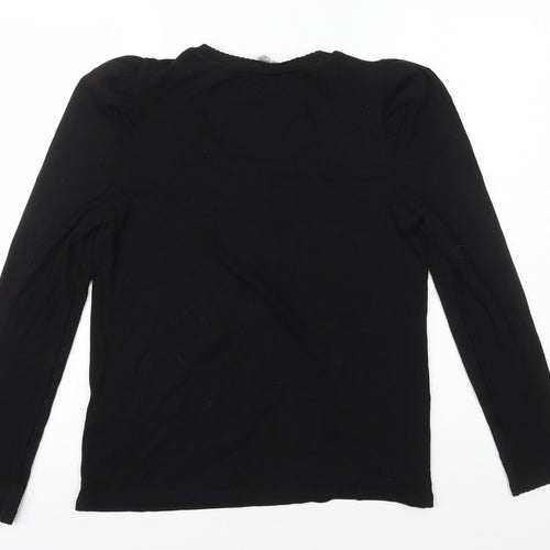 Oliver Bonas Womens Black Viscose Basic T-Shirt Size 10 Scoop Neck