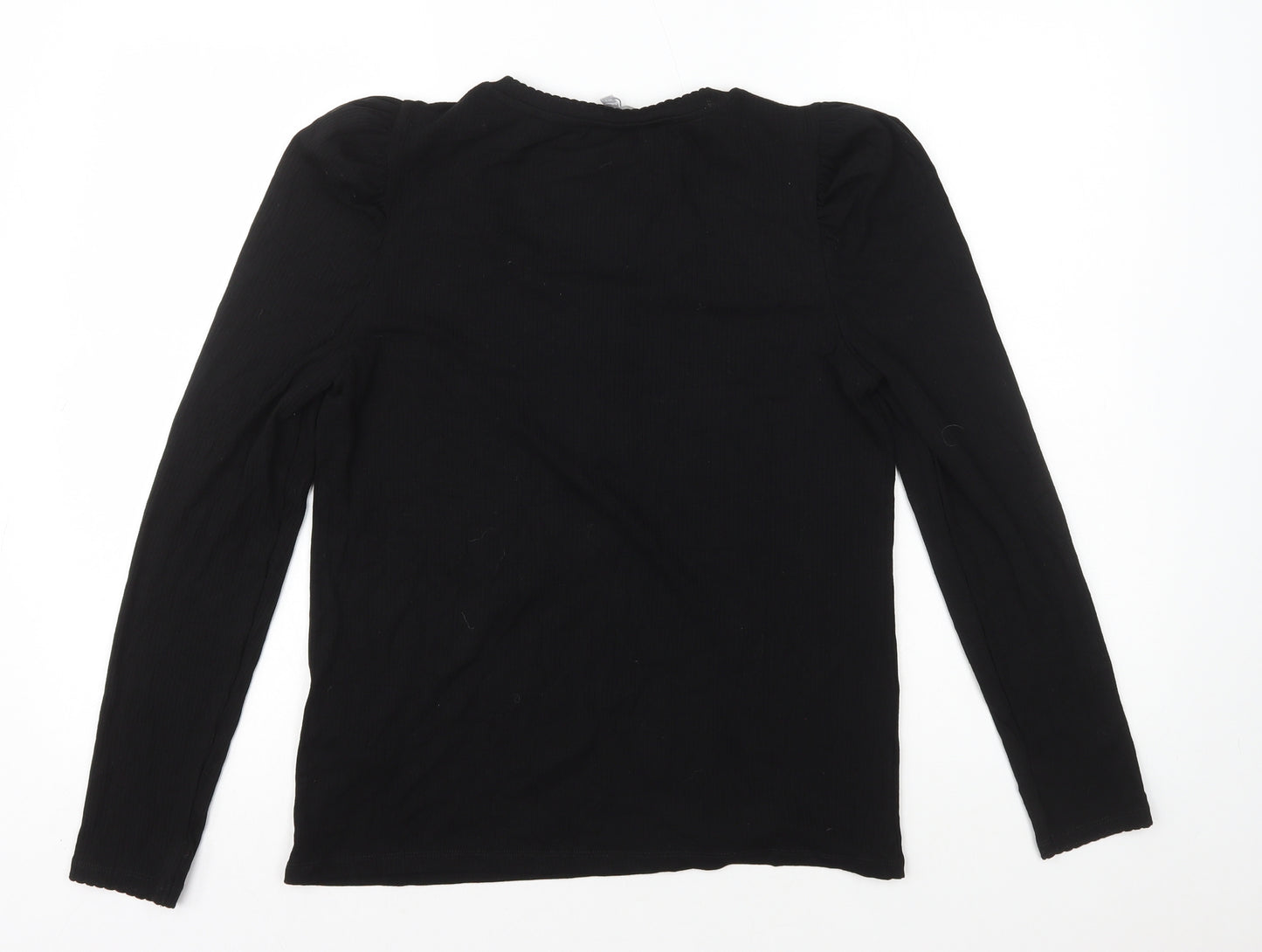 Oliver Bonas Womens Black Viscose Basic T-Shirt Size 10 Scoop Neck
