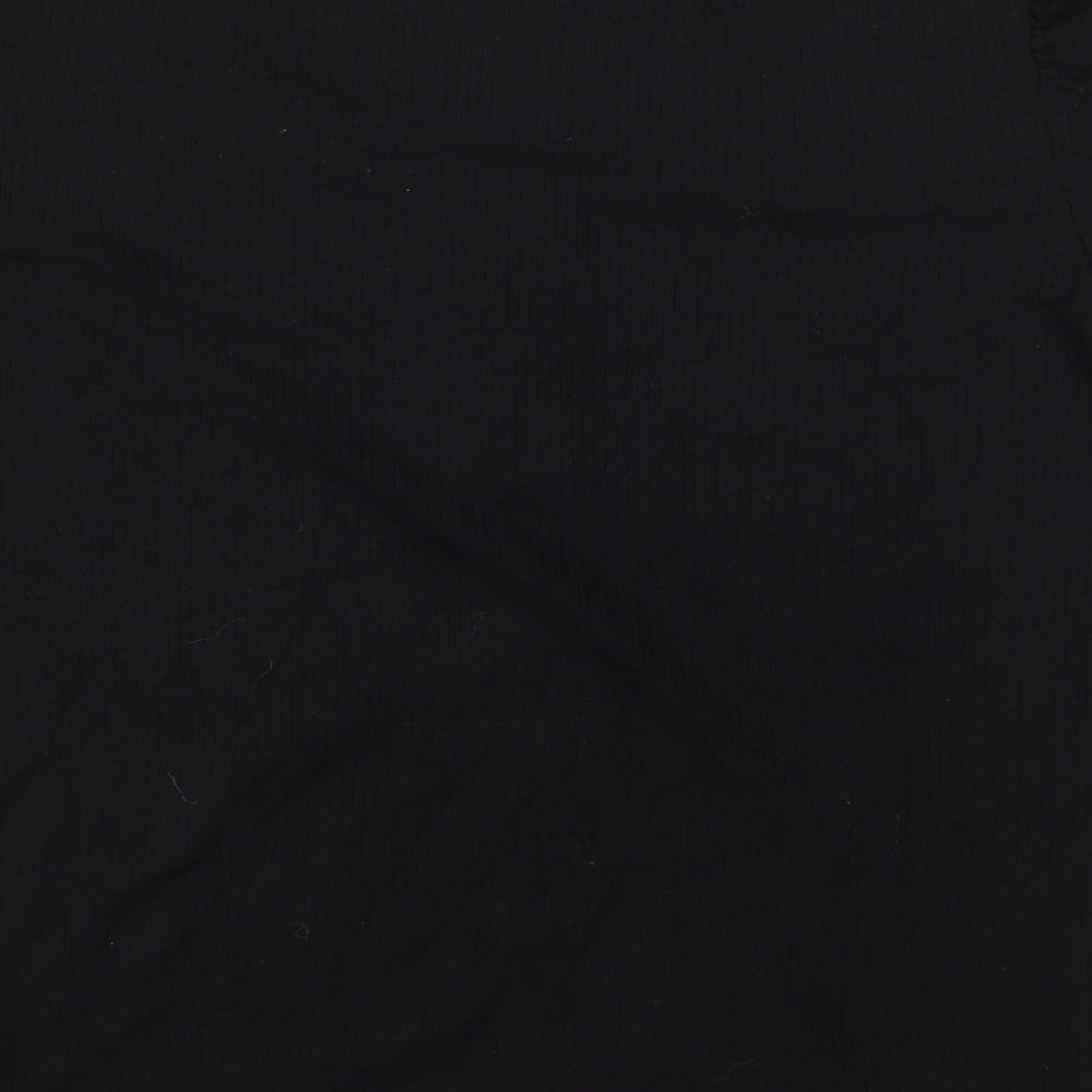Oliver Bonas Womens Black Viscose Basic T-Shirt Size 10 Scoop Neck