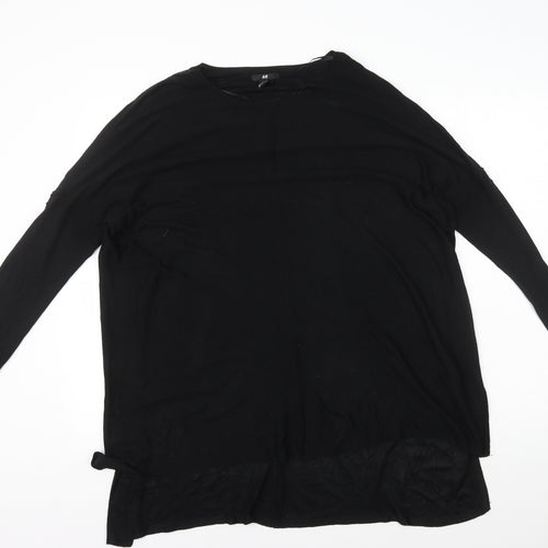 H&M Womens Black Acrylic Basic T-Shirt Size M Round Neck
