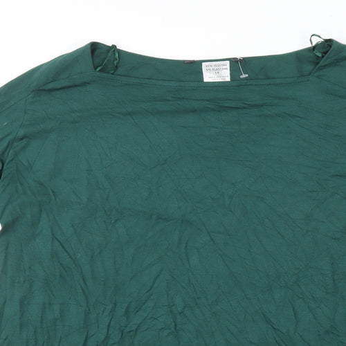 Preworn Womens Green Viscose Basic T-Shirt Size 14 Square Neck