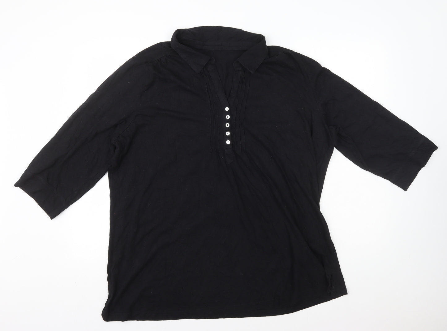 Preworn Womens Black Polyester Basic Polo Size 22 Collared