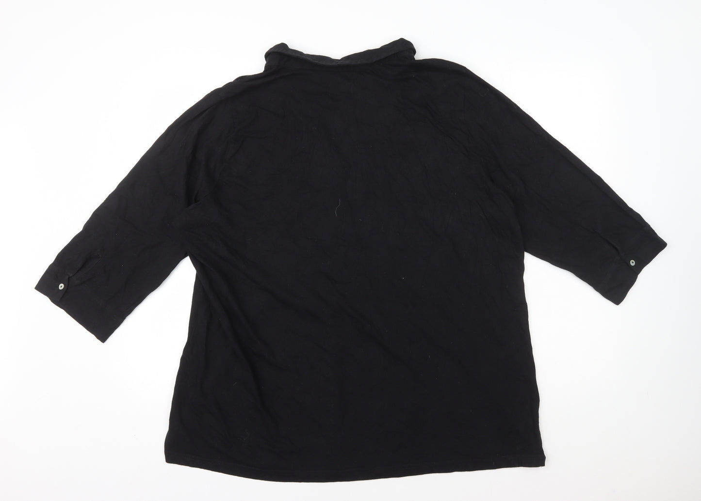 Preworn Womens Black Polyester Basic Polo Size 22 Collared