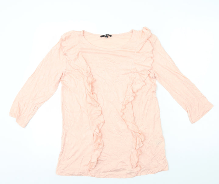 Ellos Womens Pink Viscose Basic T-Shirt Size 8 Round Neck