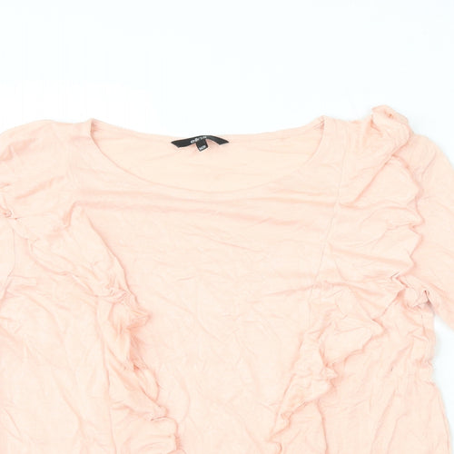 Ellos Womens Pink Viscose Basic T-Shirt Size 8 Round Neck