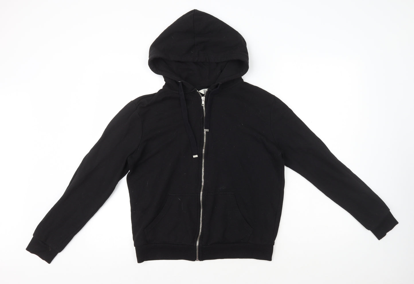 Peacocks Womens Black Cotton Full Zip Hoodie Size 12 Zip