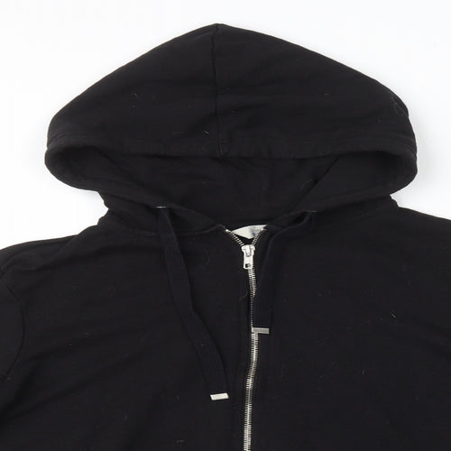 Peacocks Womens Black Cotton Full Zip Hoodie Size 12 Zip
