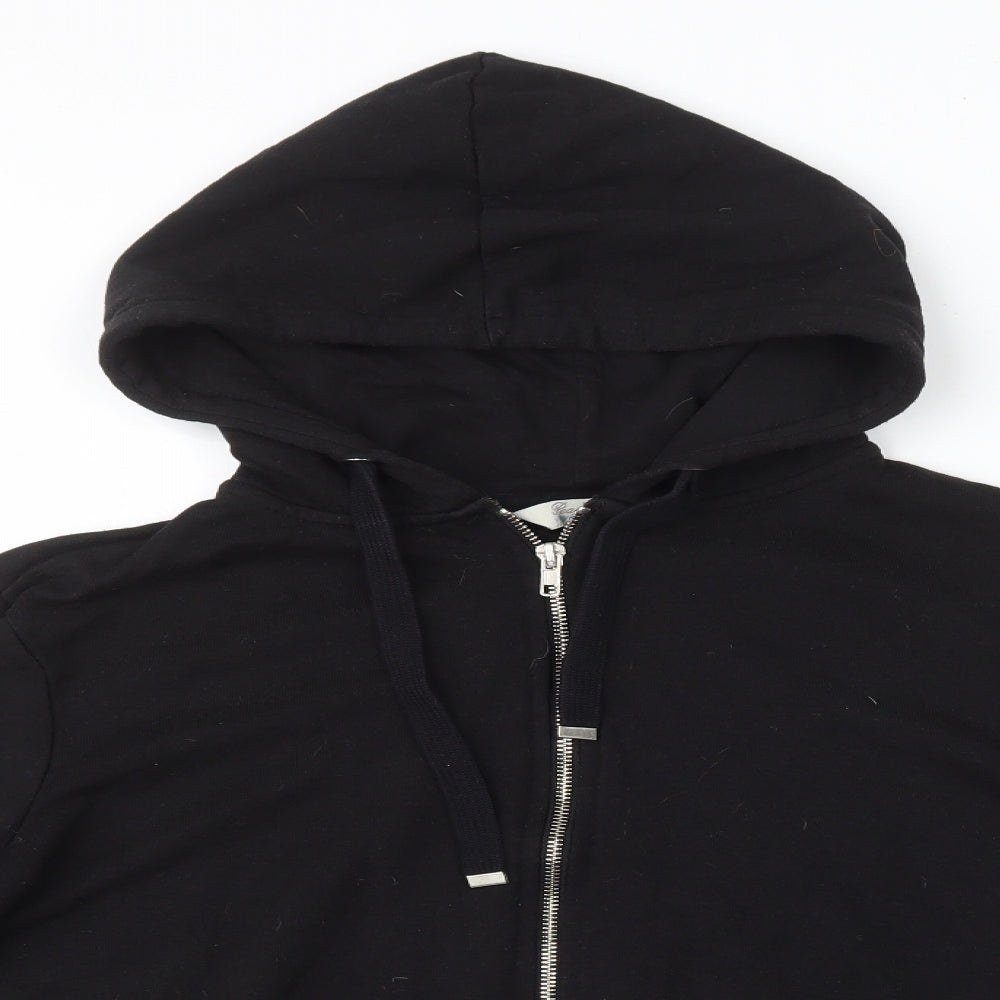 Peacocks Womens Black Cotton Full Zip Hoodie Size 12 Zip