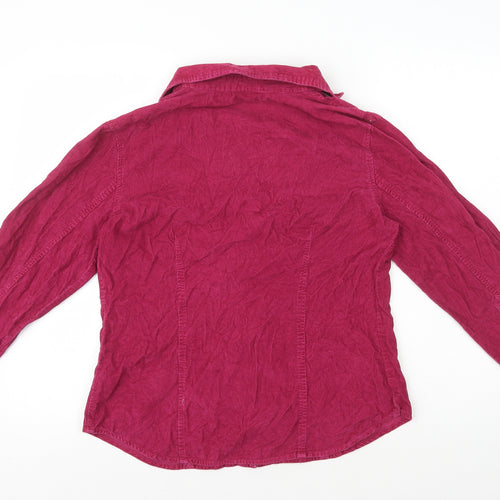 Preworn Womens Pink Polyester Basic Button-Up Size 10 Collared