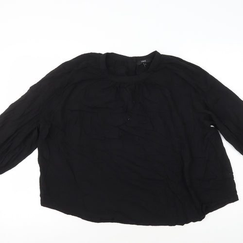 NEXT Womens Black Viscose Basic T-Shirt Size 12 Round Neck