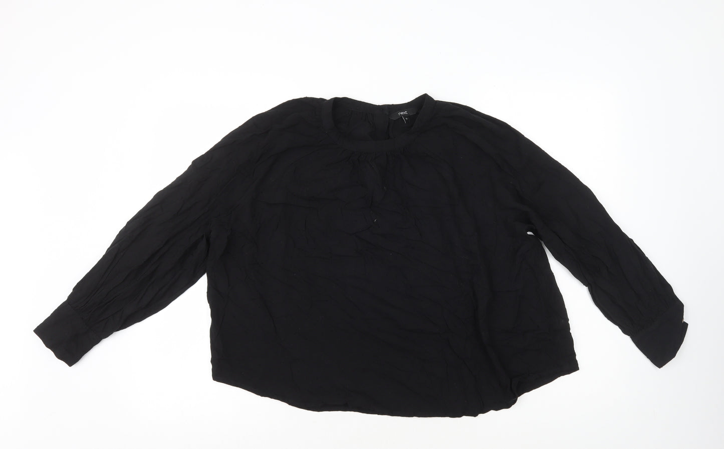 NEXT Womens Black Viscose Basic T-Shirt Size 12 Round Neck