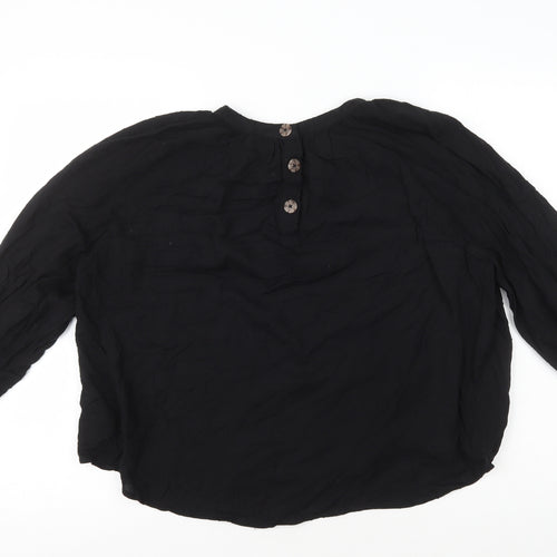NEXT Womens Black Viscose Basic T-Shirt Size 12 Round Neck