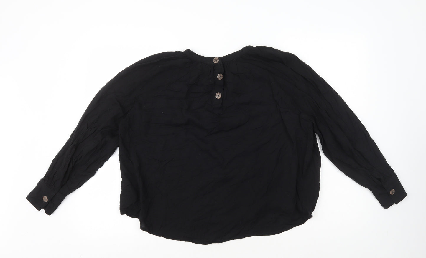 NEXT Womens Black Viscose Basic T-Shirt Size 12 Round Neck