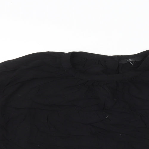 NEXT Womens Black Viscose Basic T-Shirt Size 12 Round Neck
