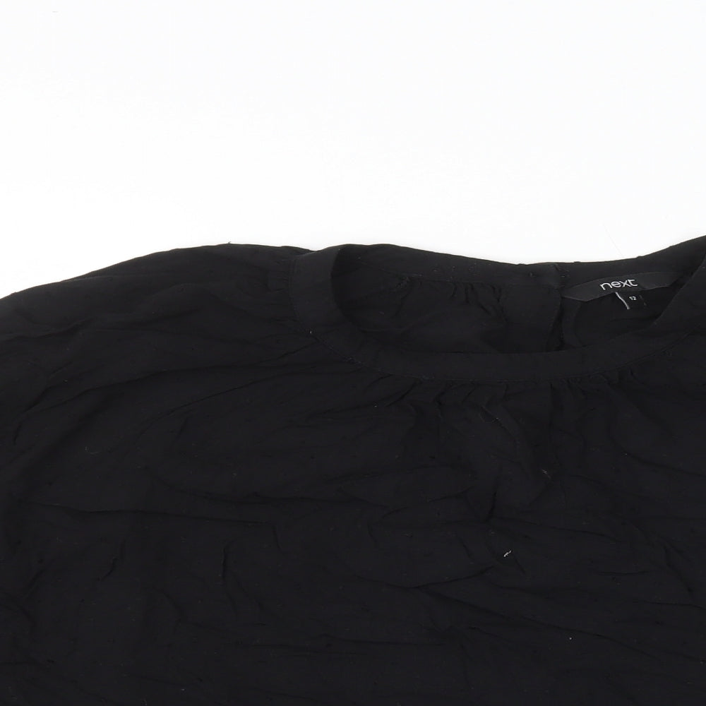 NEXT Womens Black Viscose Basic T-Shirt Size 12 Round Neck