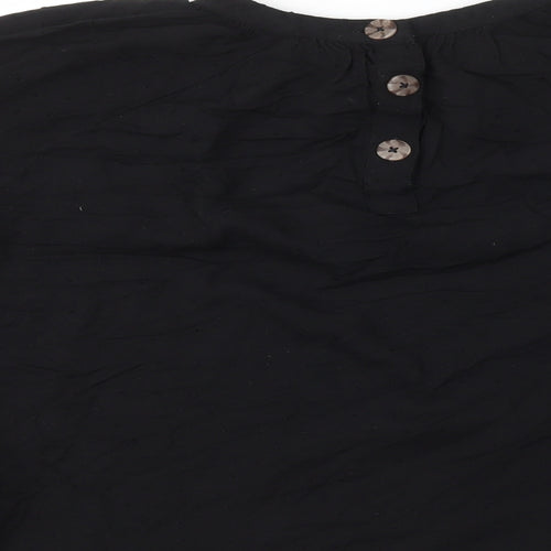 NEXT Womens Black Viscose Basic T-Shirt Size 12 Round Neck