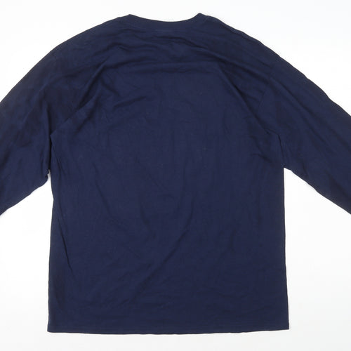 Gildan Mens Blue Cotton T-Shirt Size L Round Neck - Horse Aggie Pride