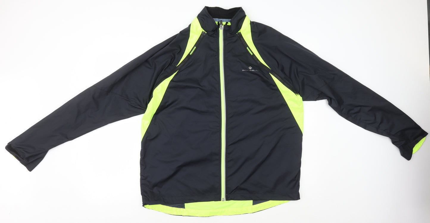 Ronhill Mens Black Windbreaker Jacket Size M Zip - Removable Sleeves
