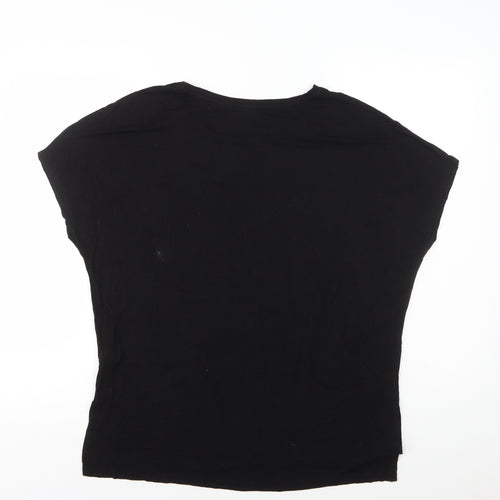 F&F Womens Black Viscose Basic T-Shirt Size M Round Neck - Gym & Tonic