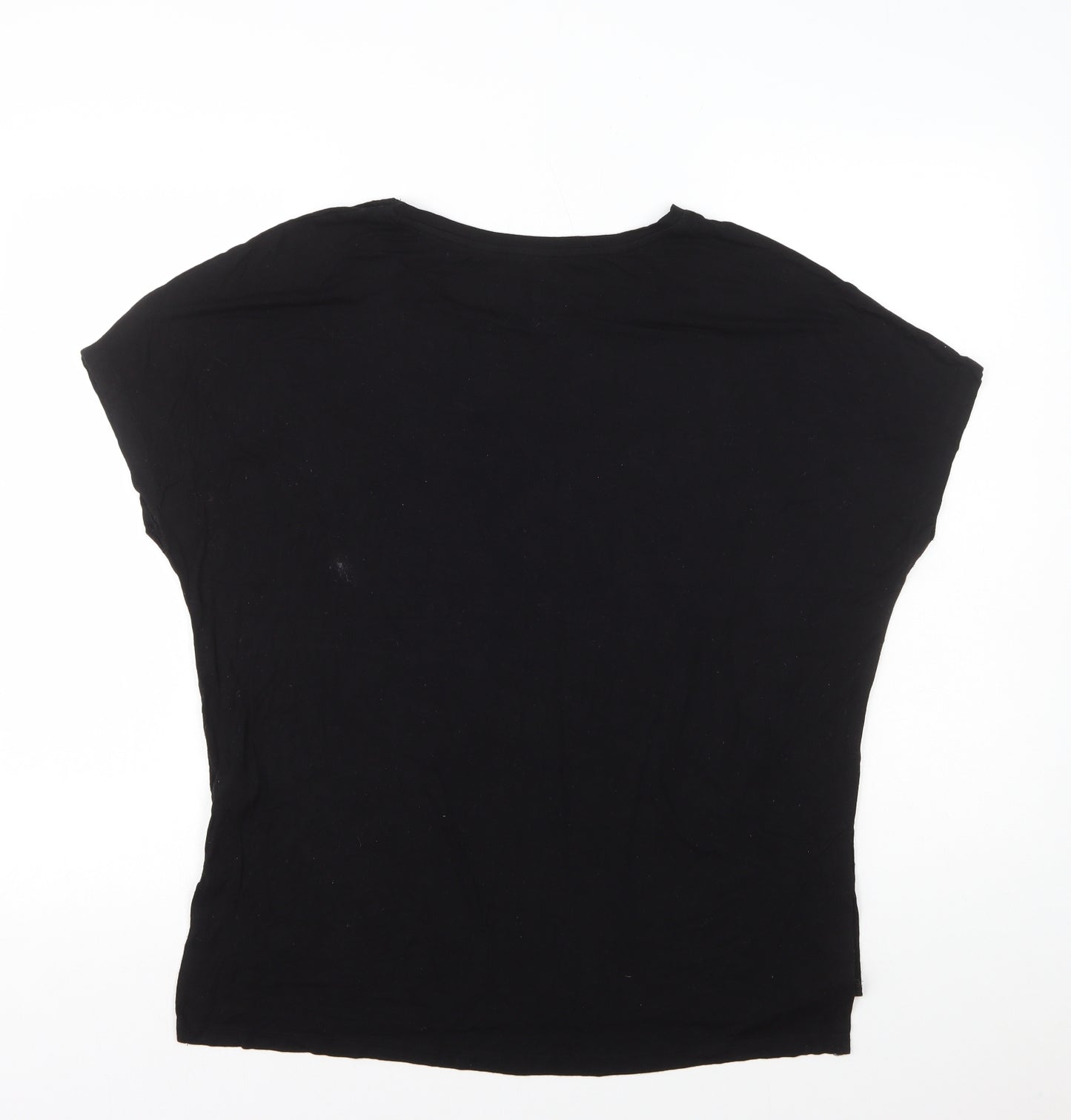 F&F Womens Black Viscose Basic T-Shirt Size M Round Neck - Gym & Tonic