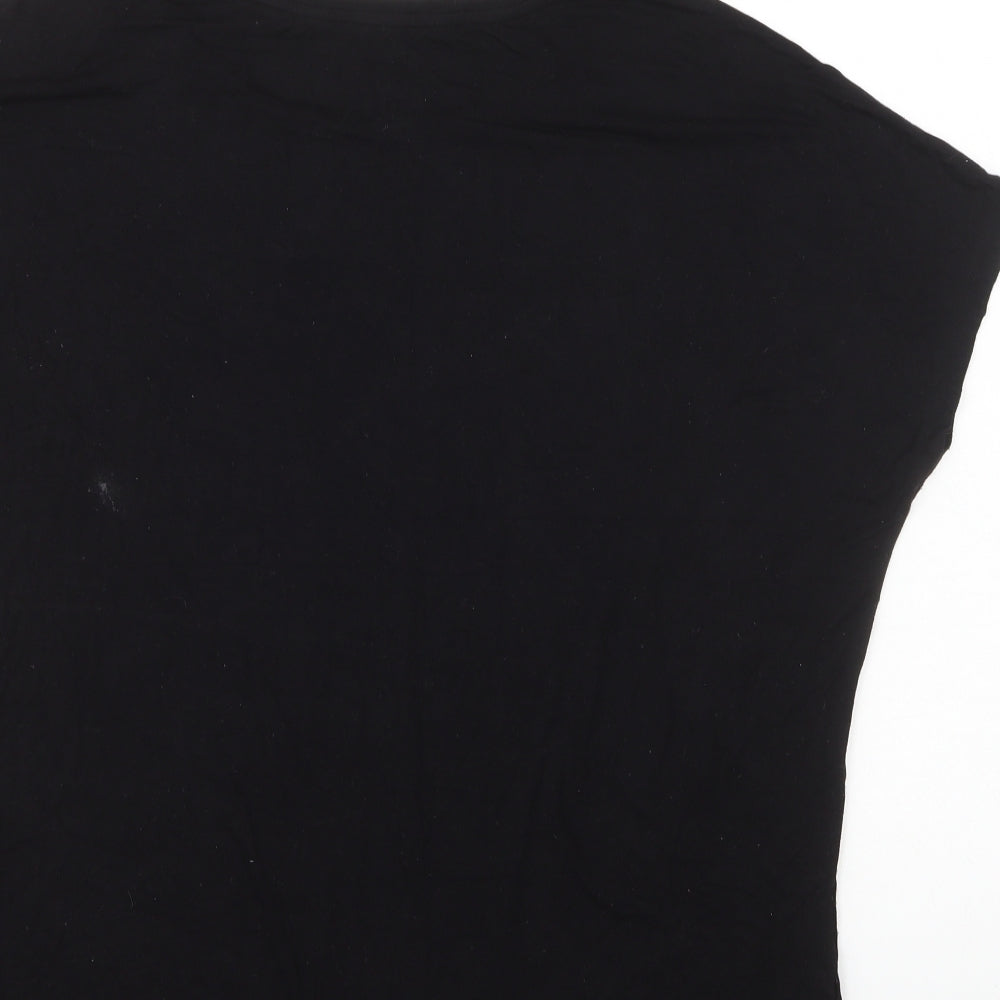 F&F Womens Black Viscose Basic T-Shirt Size M Round Neck - Gym & Tonic