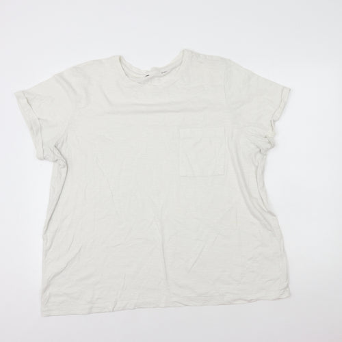 Preworn Womens White Polyester Basic T-Shirt Size 16 Round Neck