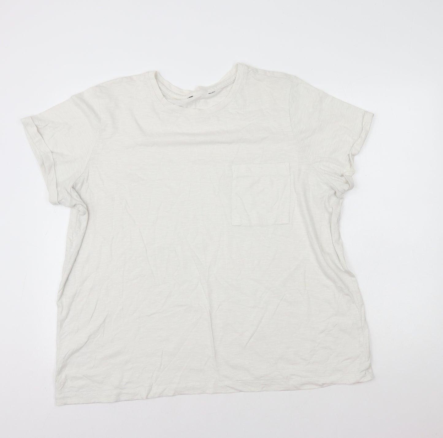 Preworn Womens White Polyester Basic T-Shirt Size 16 Round Neck