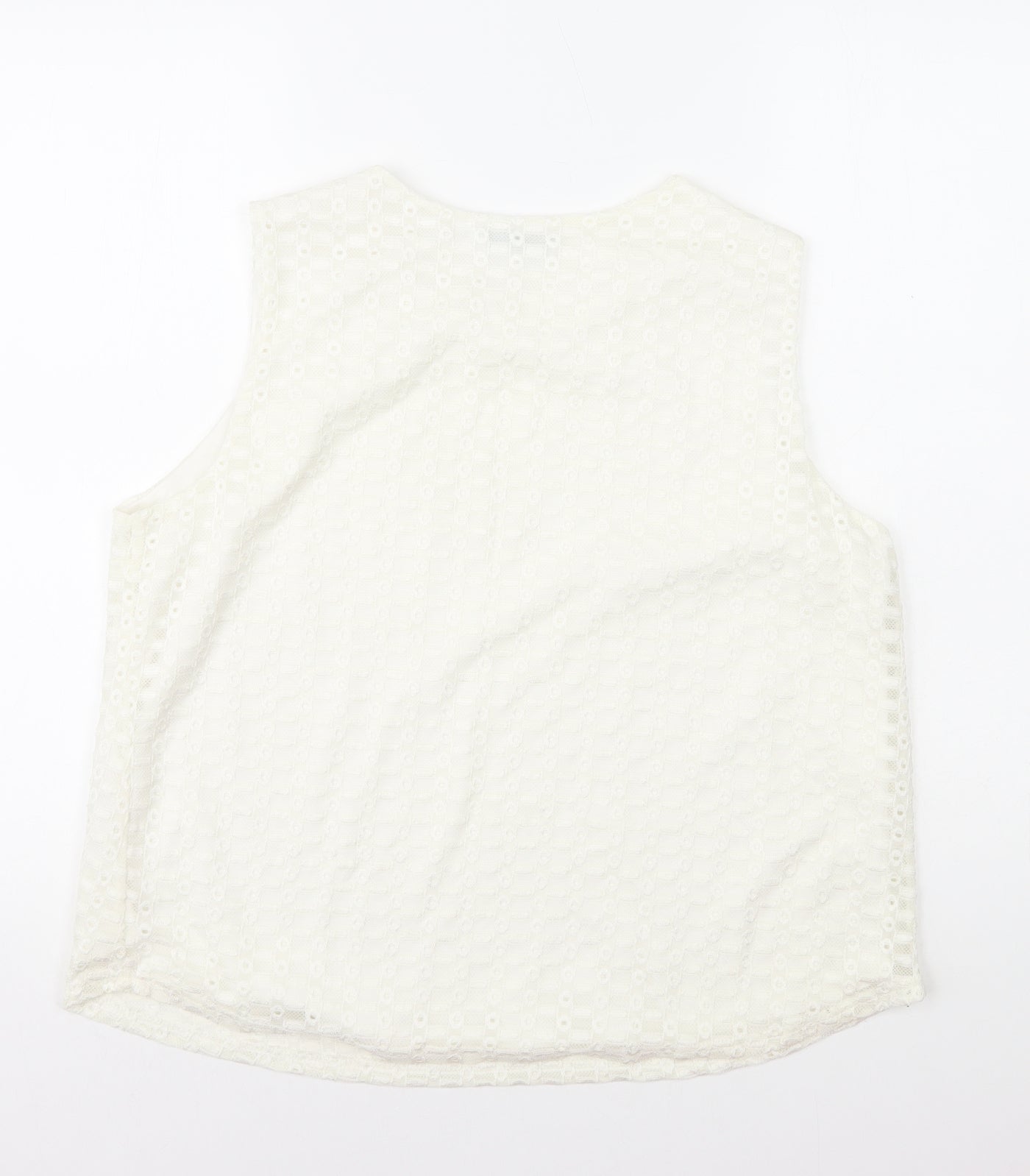 Papaya Womens White Polyester Basic Tank Size 16 Round Neck