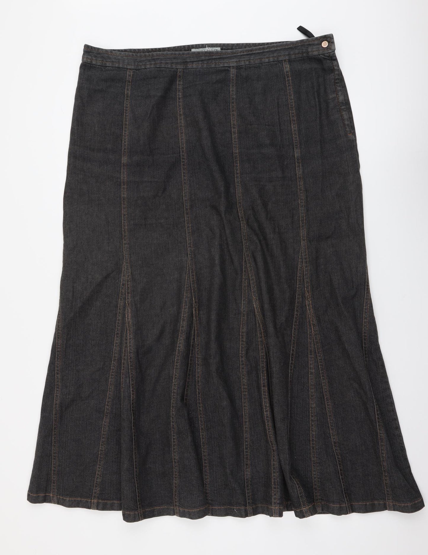 Laura Ashley Womens Grey Cotton A-Line Skirt Size 18 Zip