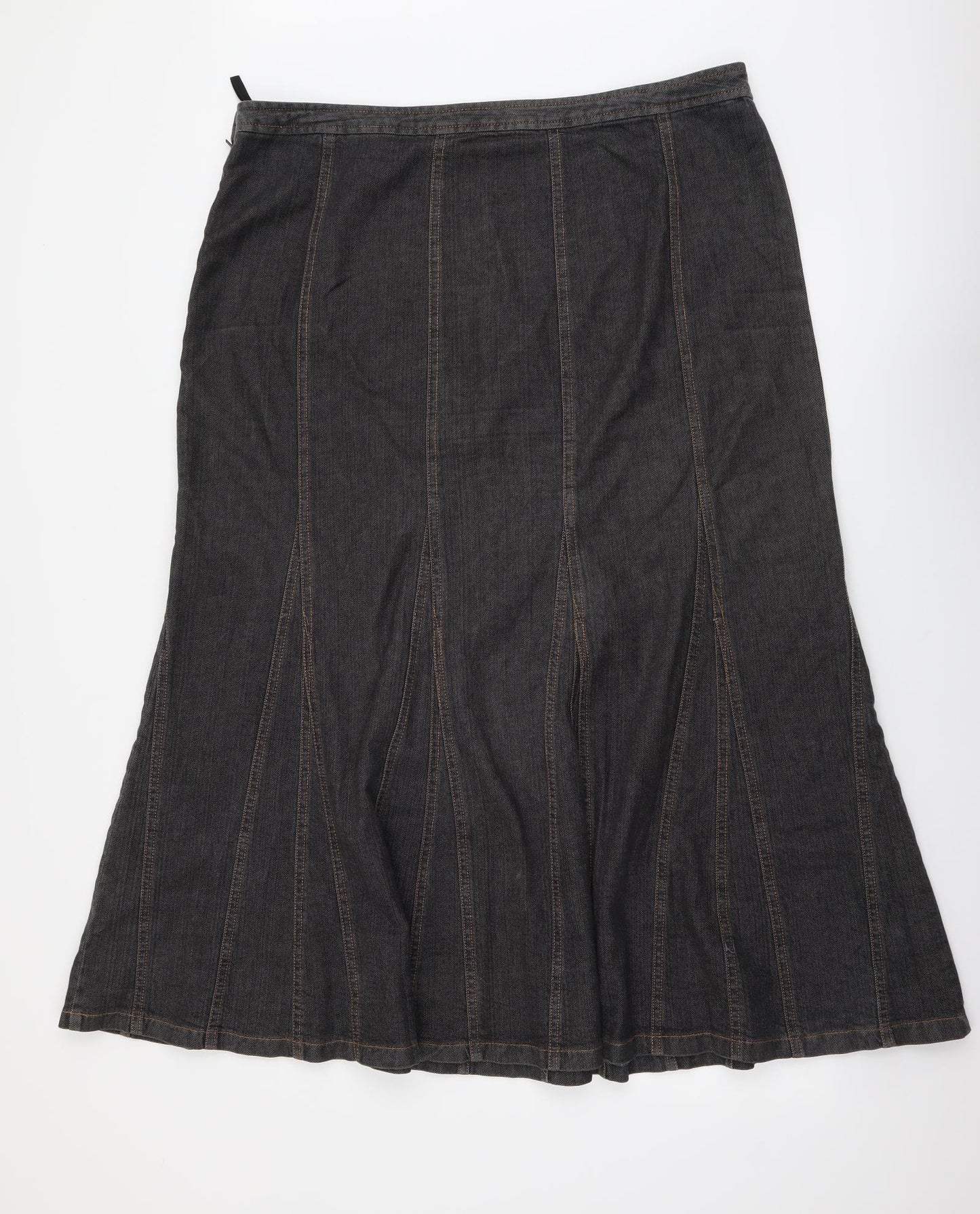 Laura Ashley Womens Grey Cotton A-Line Skirt Size 18 Zip