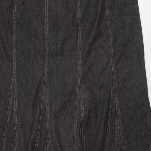 Laura Ashley Womens Grey Cotton A-Line Skirt Size 18 Zip