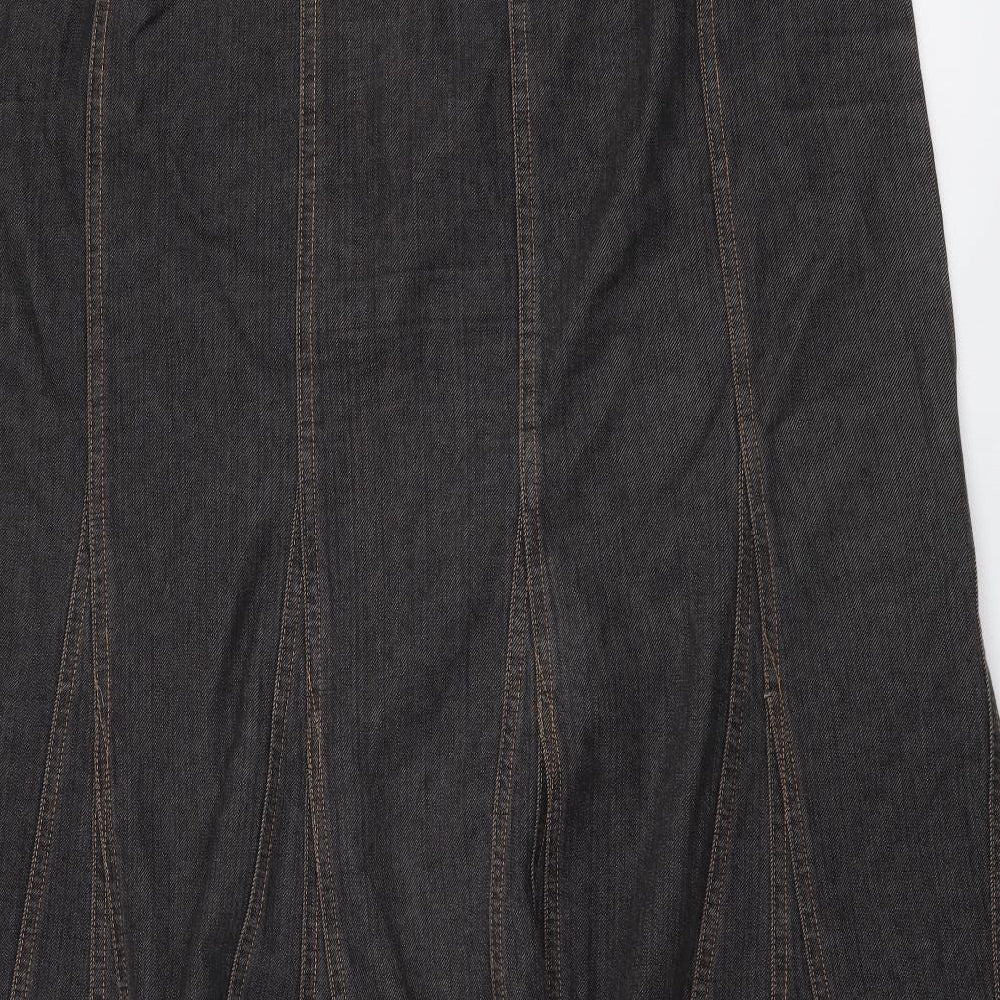 Laura Ashley Womens Grey Cotton A-Line Skirt Size 18 Zip